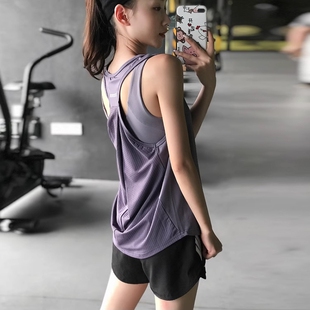 运动背心女外穿工字跑步健身服无袖 速干T恤宽松瑜伽训练上衣罩衫