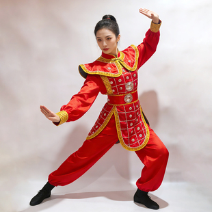 新款打鼓服舞龙舞狮表演服男女士秧歌服装腰鼓龙鼓威风锣鼓木兰服