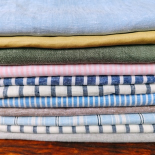 称斤瑕疵尾货清仓素色亚麻棉服装面料内衬手工DIY包包打版麻布料