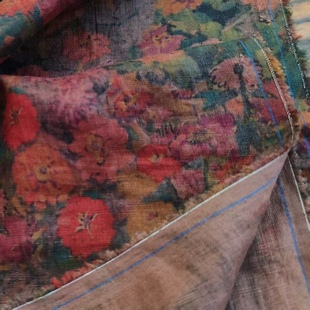 子裙子袍子服装 原创设计14支香云亚麻复古衬衣裤 面料 莫奈花园