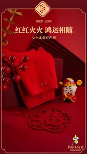 稻草人本命年红色内裤女新款中高腰棉结婚喜庆大红女鸿运裤