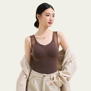 莱赛尔反重力莹润提拉保暖背心女自带罩杯提拉聚拢内衣女加绒