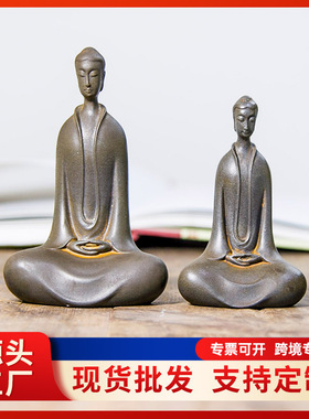 禅意新中式北魏佛像客厅桌面家居摆件感小众纯手工树脂工艺品