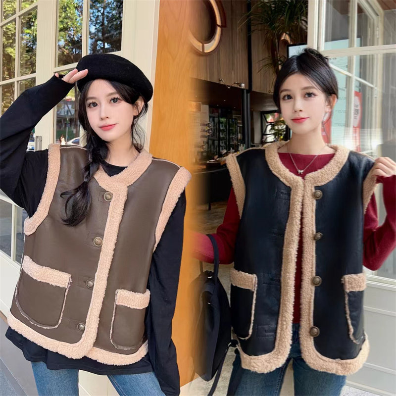 实拍~百搭机车马甲皮毛一体皮草外套女短款马夹2024冬新款马甲,女装/女士精品,常规大码外套,淘宝优惠券,粉丝福利购,淘宝优惠卷