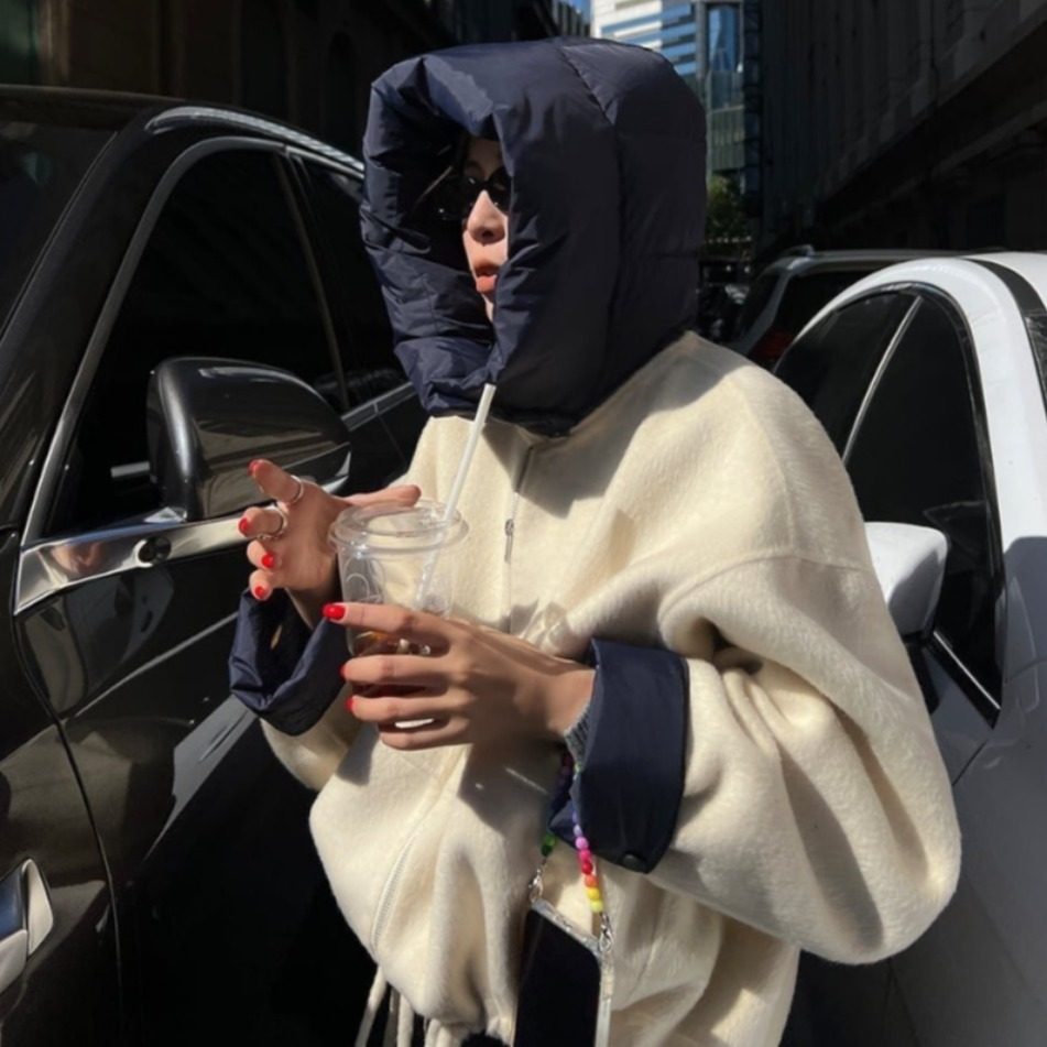 已出货 韩国东大门复古立领拼接连帽短款毛呢外套女,女装/女士精品,毛呢外套,淘宝优惠券,粉丝福利购,淘宝优惠卷