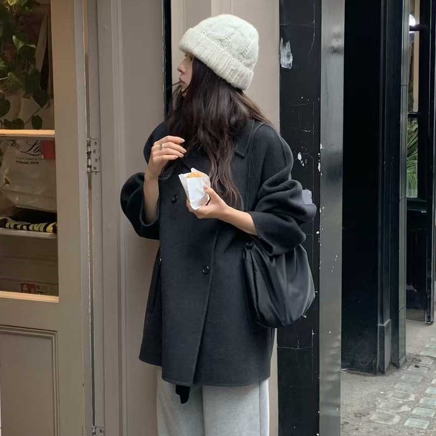 已出货 韩国东大门复古气质翻领双排扣宽松小个子毛呢外套大衣,女装/女士精品,毛呢外套,淘宝优惠券,粉丝福利购,淘宝优惠卷