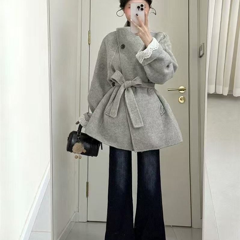 韩系呢子大衣女2025冬新款毛呢外套小个子赫本风高级感气质正流行