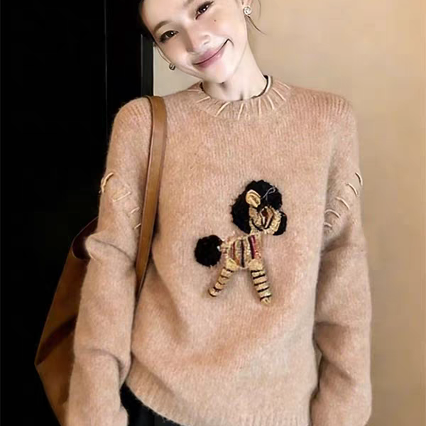 韩式搭配一整套冬装慵懒风设计感减龄小马刺绣针织毛衣阔腿裤套装,女装/女士精品,毛衣,淘宝优惠券,粉丝福利购,淘宝优惠卷