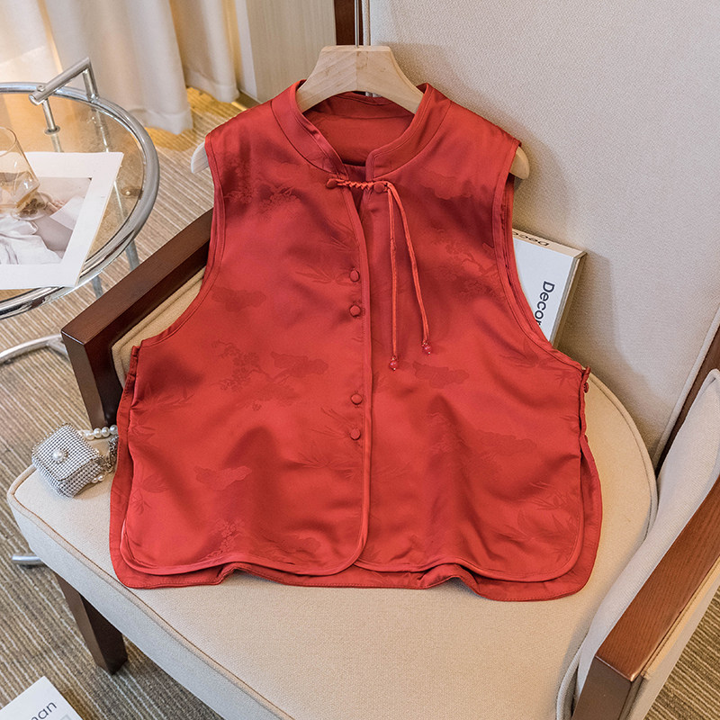 实拍大码女装新款韩版新设计夹棉中式国风提花复古高级感百搭马甲,女装/女士精品,常规大码外套,淘宝优惠券,粉丝福利购,淘宝优惠卷