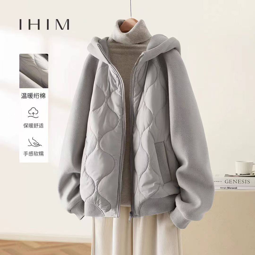 秋冬新款女装简约时尚韩版加厚保暖连帽拼接短款高级感外套,女装/女士精品,卫衣/绒衫,淘宝优惠券,粉丝福利购,淘宝优惠卷