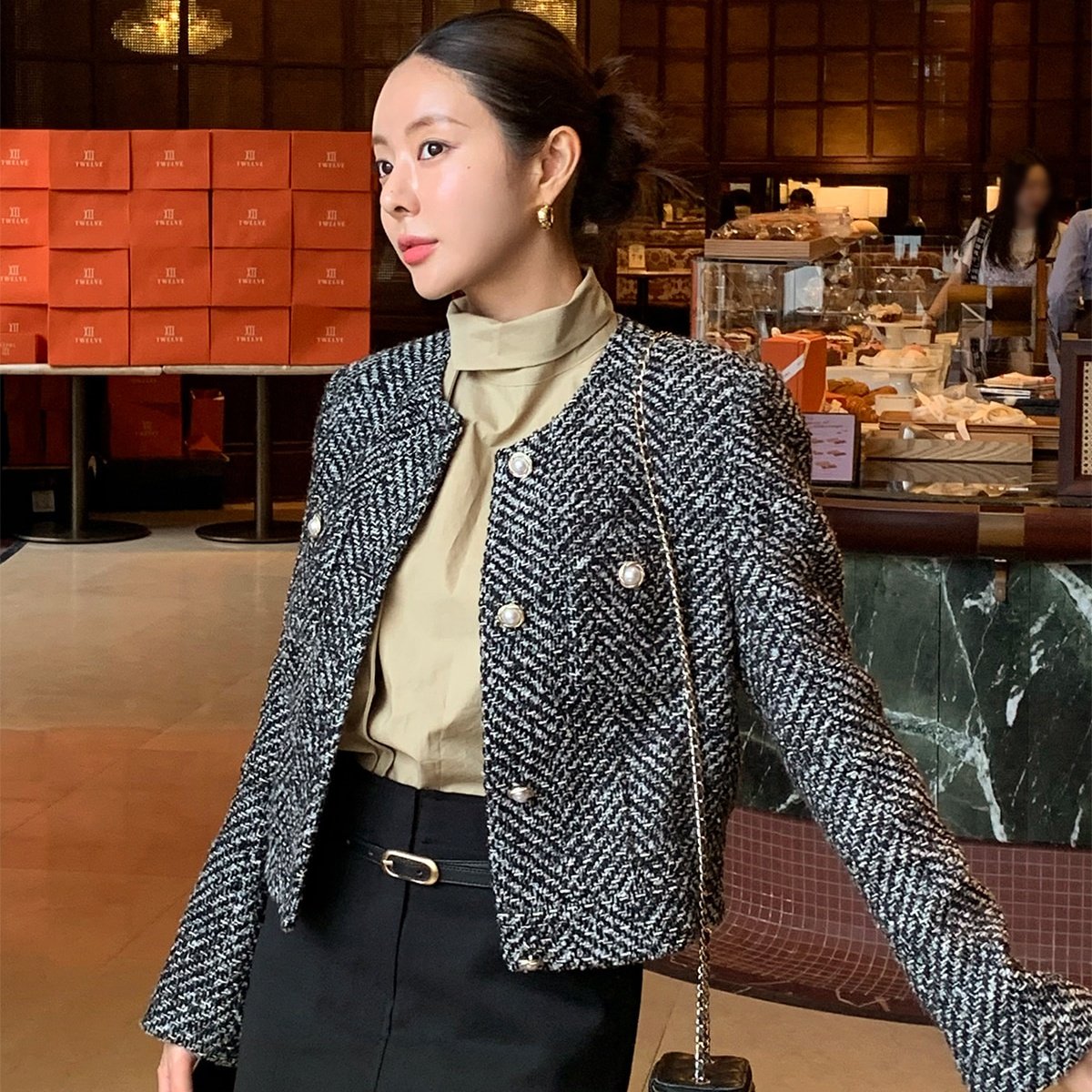 有货 韩国ins法式复古气质高级感休闲别致显瘦粗花呢小香风短外套,女装/女士精品,短外套,淘宝优惠券,粉丝福利购,淘宝优惠卷