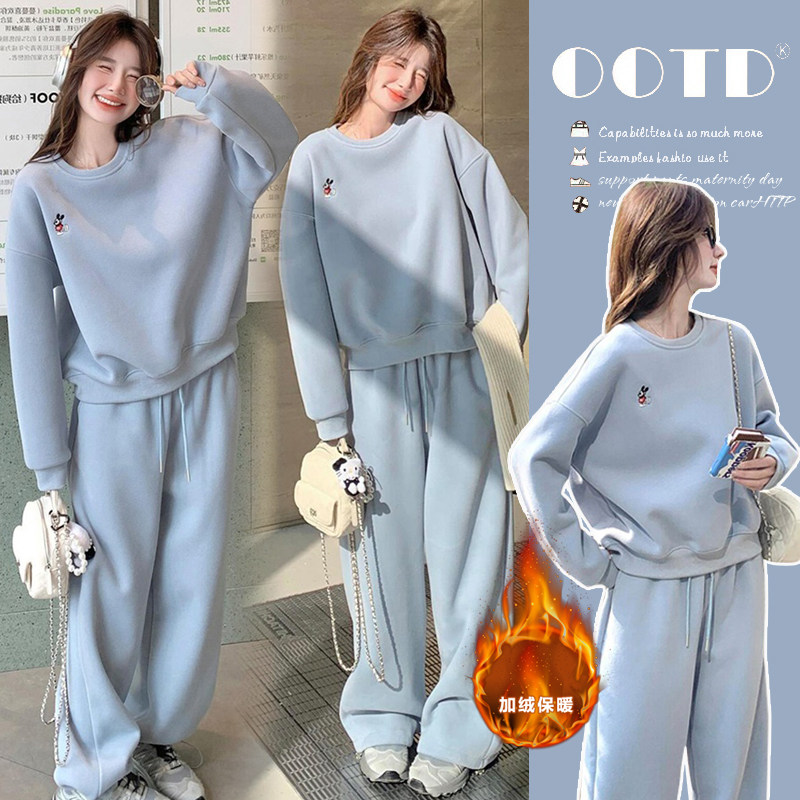 新品现现  秋冬新款刺绣加绒加厚卫衣卫裤休闲保暖孕妇两件套装,孕妇装/孕产妇用品/营养,套装,淘宝优惠券,粉丝福利购,淘宝优惠卷