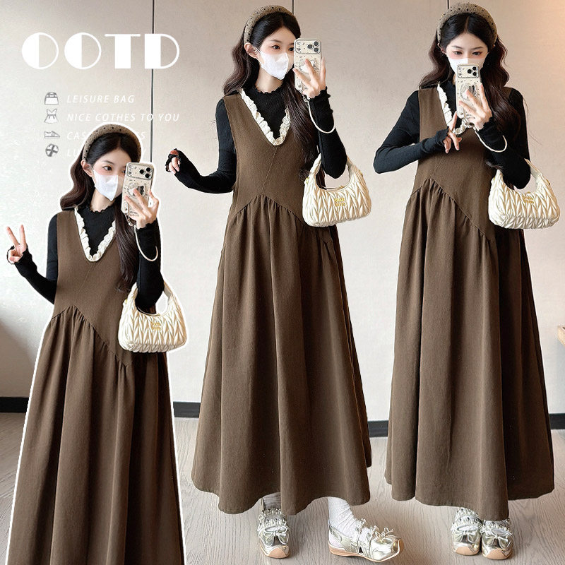 实拍~孕妇装春秋款时尚宽松显瘦咖色背心连衣裙-套装,孕妇装/孕产妇用品/营养,连衣裙,淘宝优惠券,粉丝福利购,淘宝优惠卷