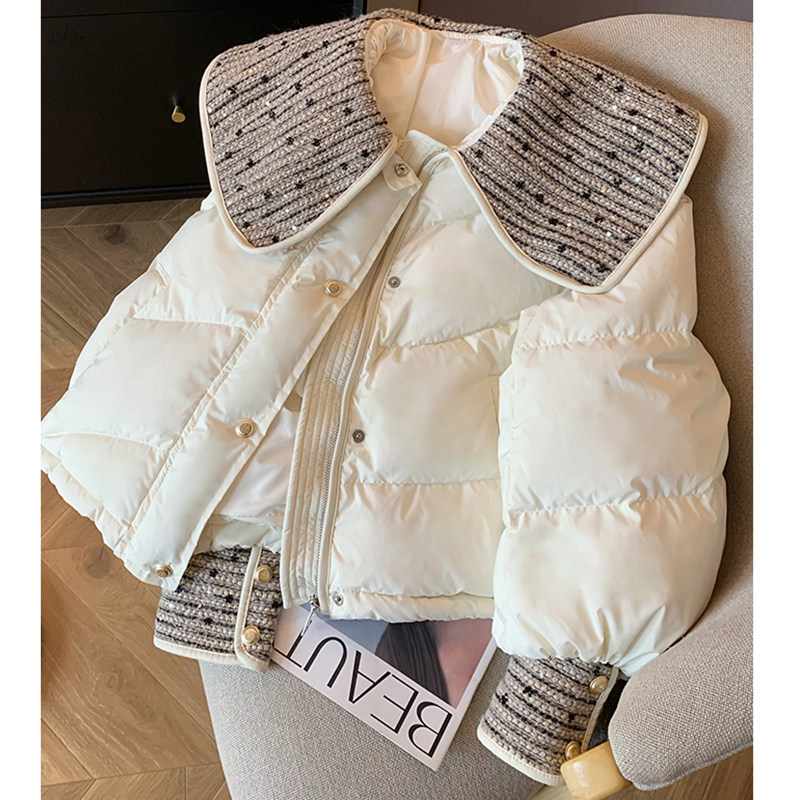白色编织大翻领棉服女2025冬季新款重工时尚保暖棉袄短款外套棉衣,女装/女士精品,棉衣/棉服,淘宝优惠券,粉丝福利购,淘宝优惠卷