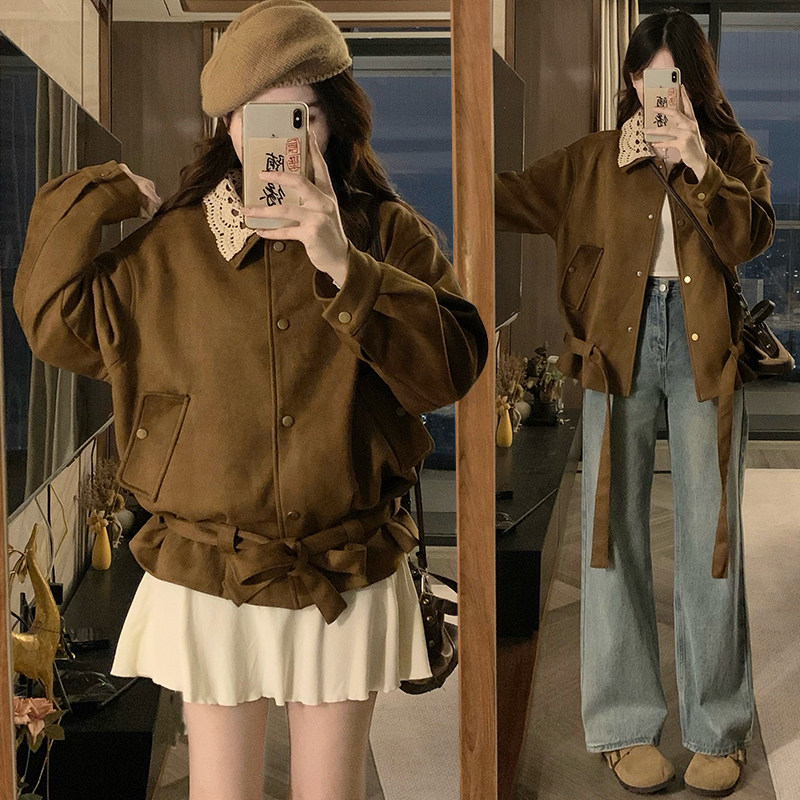 实拍复古美拉德棕色夹克外套新款早秋韩系氛围感穿搭上衣,女装/女士精品,短外套,淘宝优惠券,粉丝福利购,淘宝优惠卷