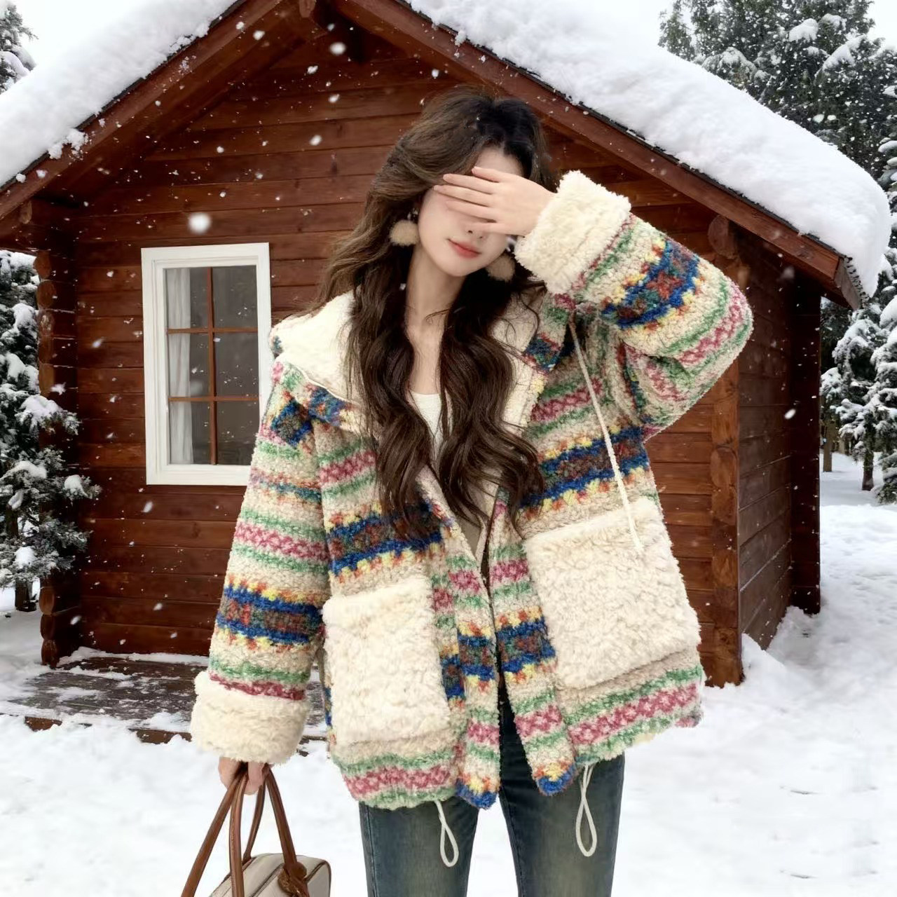 尺寸已更新 韩版复古几何羊羔毛短外套冬款设计感加厚保暖两面穿,女装/女士精品,短外套,淘宝优惠券,粉丝福利购,淘宝优惠卷