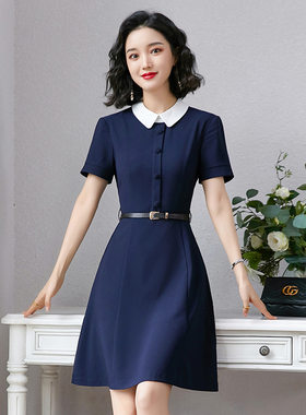 夏天职业装连衣裙教师幼师面试工服加肥加大版工作服装上班OL工装