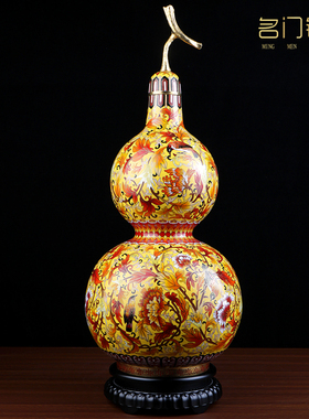 景泰蓝平安福禄客厅桌面紫铜葫芦摆件家居工艺品别墅豪宅装饰品