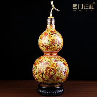 景泰蓝平安福禄客厅桌面紫铜葫芦摆件家居工艺品别墅豪宅装饰品