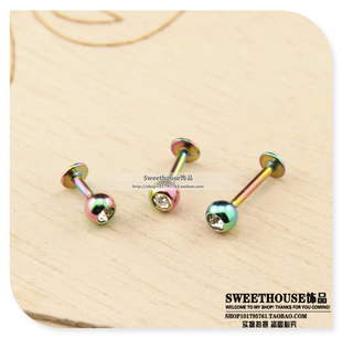 韩版超短超长T杆 镶锆石钛钢耳钉饰品 女平杆小耳朵耳骨钉防过敏