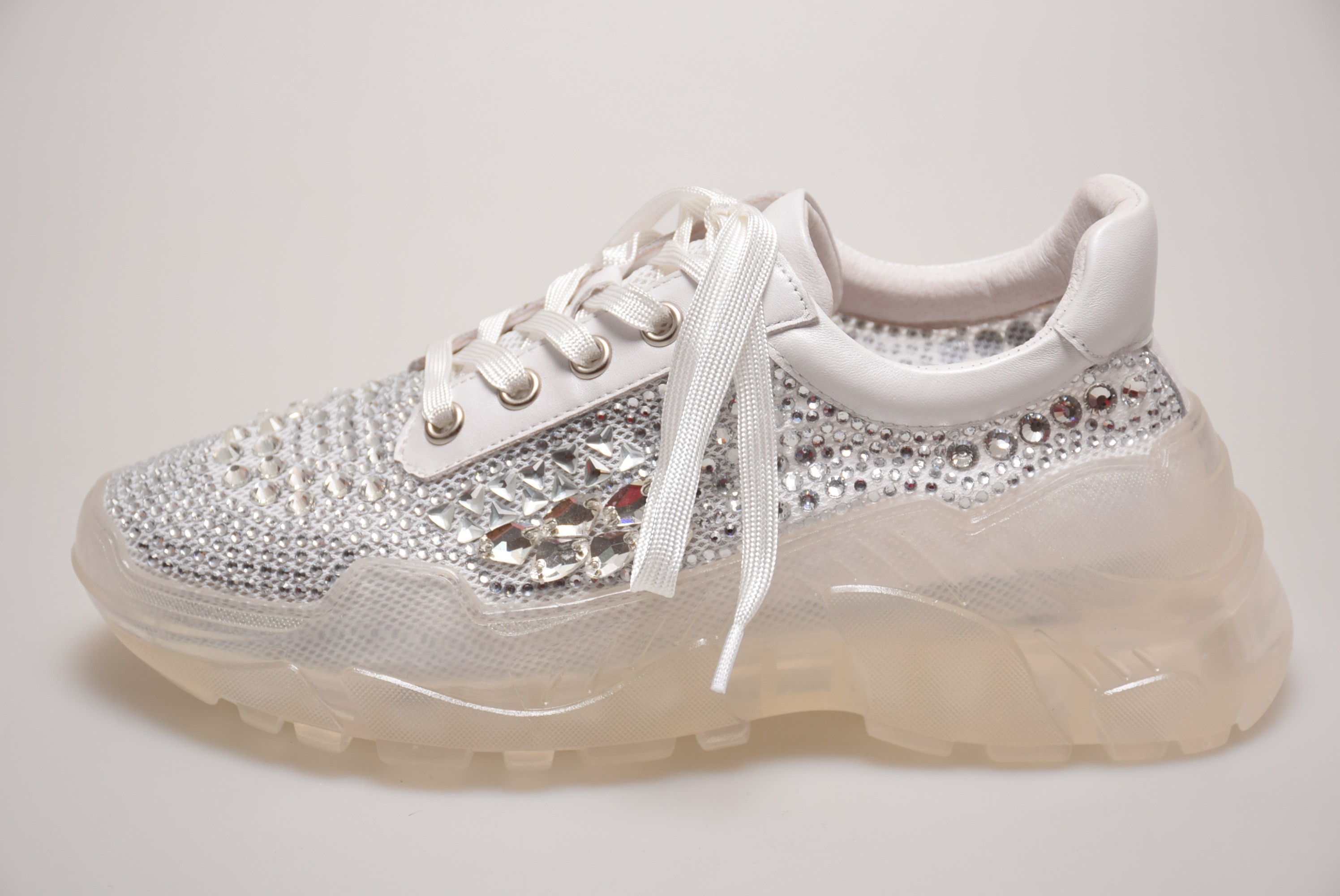 水晶底老爹鞋女ins潮2020年春夏新款智熏鞋超火厚底增高满钻女鞋