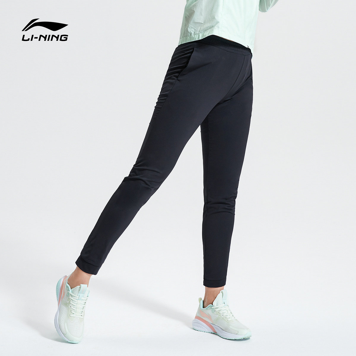 李宁运动裤女2021夏季新款速干透气运动长裤束脚针织卫裤aklr218