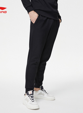 李宁卫裤体育2021新款男士韦德男灰色裤春季收口运动长裤AKLR031