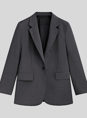 专注高端 精仿羊毛 纯元MD女装 灰色西装外套 通勤高级感西服春秋