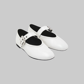 饰优雅柔软百搭芭蕾鞋 犀利哥 时尚 低跟女士白色卡扣装 休闲鞋