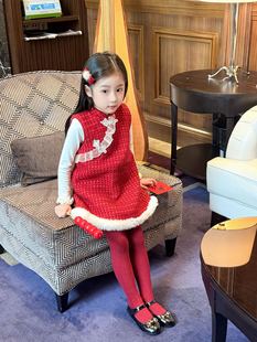 女童旗袍裙新款夹棉连衣裙2026女宝宝加厚连小香衣裙中国风拜年服