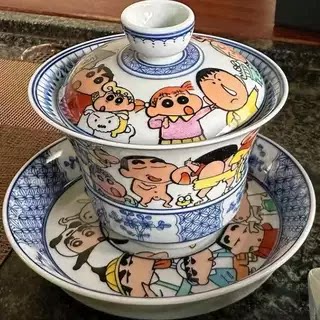 蜡笔小新陶瓷盖碗茶杯家用泡茶碗大容量功夫茶具