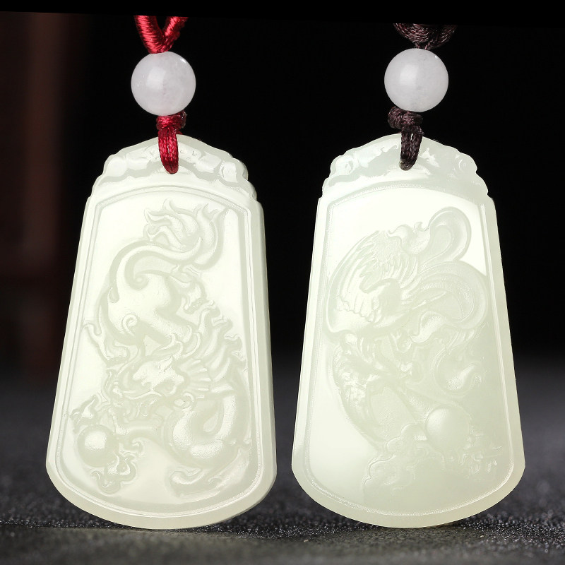 龙凤呈祥吊坠挂件项链玉牌子