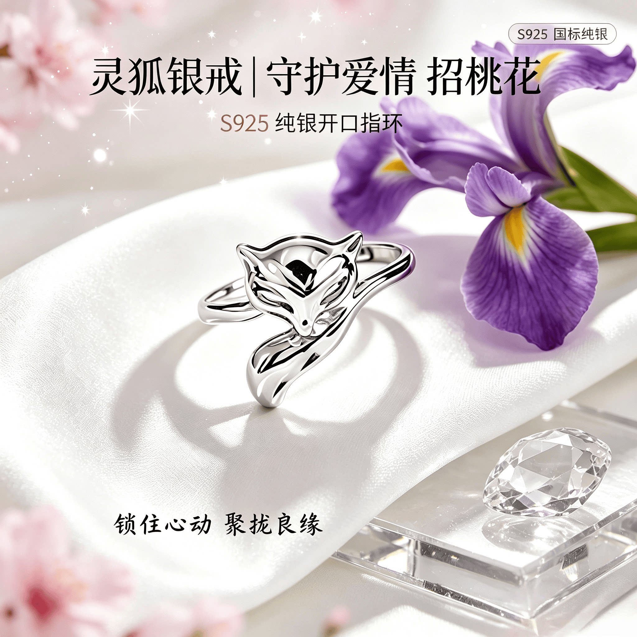 潮人守护转运个性狐狸戒指招桃花