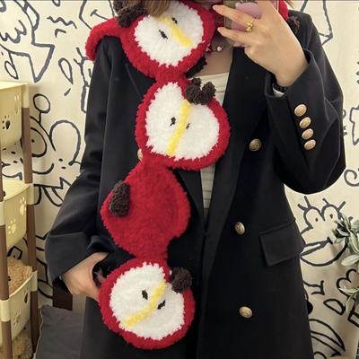 苹果围巾手工diy材料包自织可爱苹果围巾送男生女生冬季保暖礼物