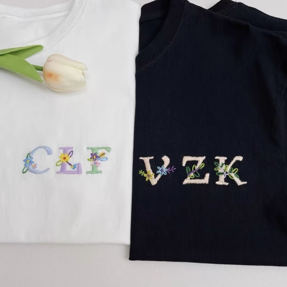 刺绣diy小字母免画图水溶布T恤姓氏衣服情侣DIY手工自绣男友绣花