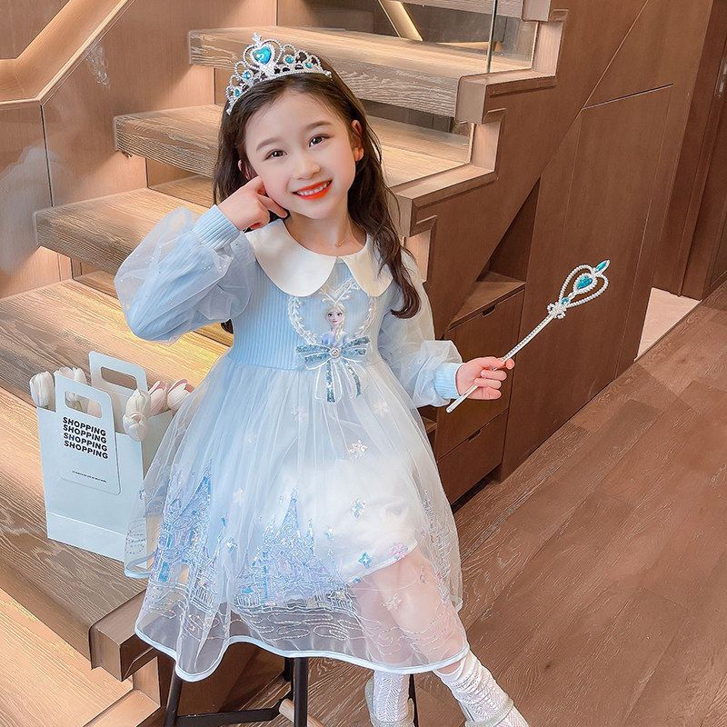 女童连衣裙春秋洋气2026新款女宝宝夏季长袖公主网纱裙子春装时髦