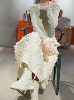 final sale! hand painted chao薄镂空羊绒毛衣