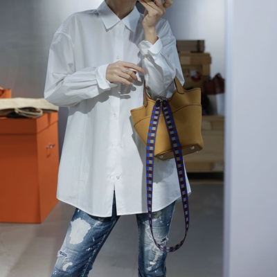 高支高密府绸廓形白衬衫