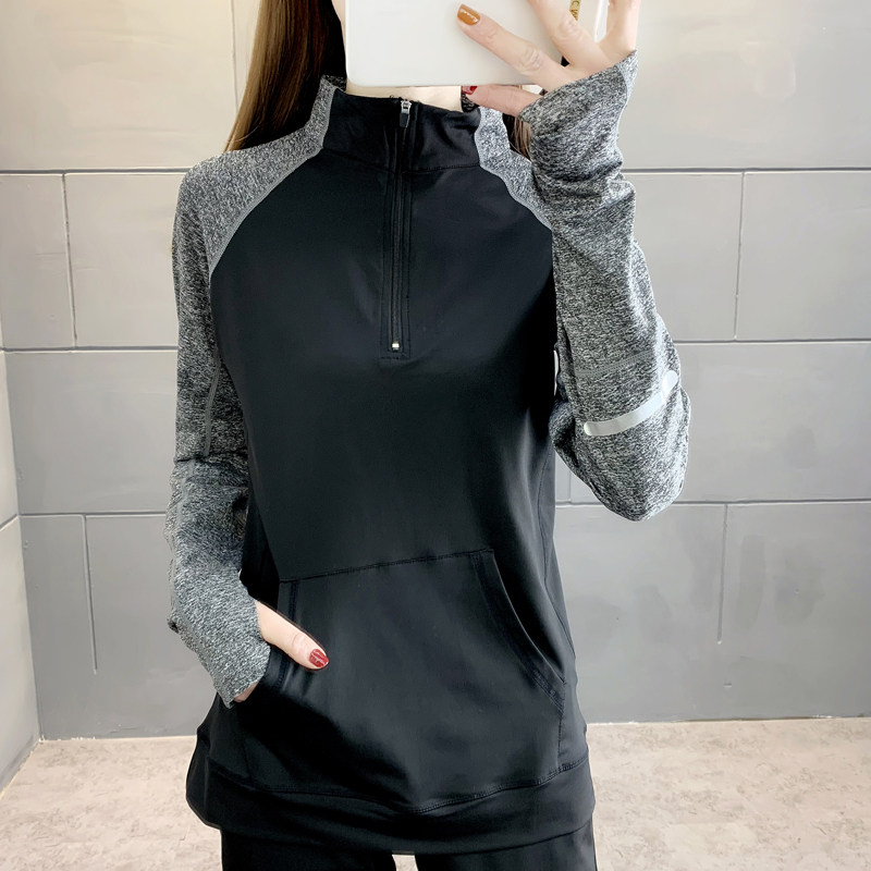 宽松显瘦速干衣长袖户外晨跑立领套指口袋胖MM大码健身瑜伽服t恤,户外/登山/野营/旅行用品,速干T恤,淘宝优惠券,粉丝福利购,淘宝优惠卷