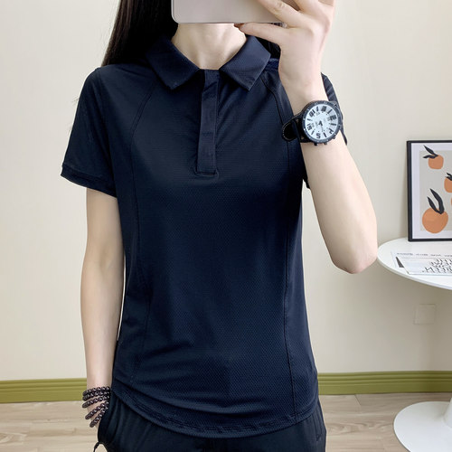 速干T恤女夏户外跑步健身polo衫弹力透气轻薄运动短袖上衣健身服