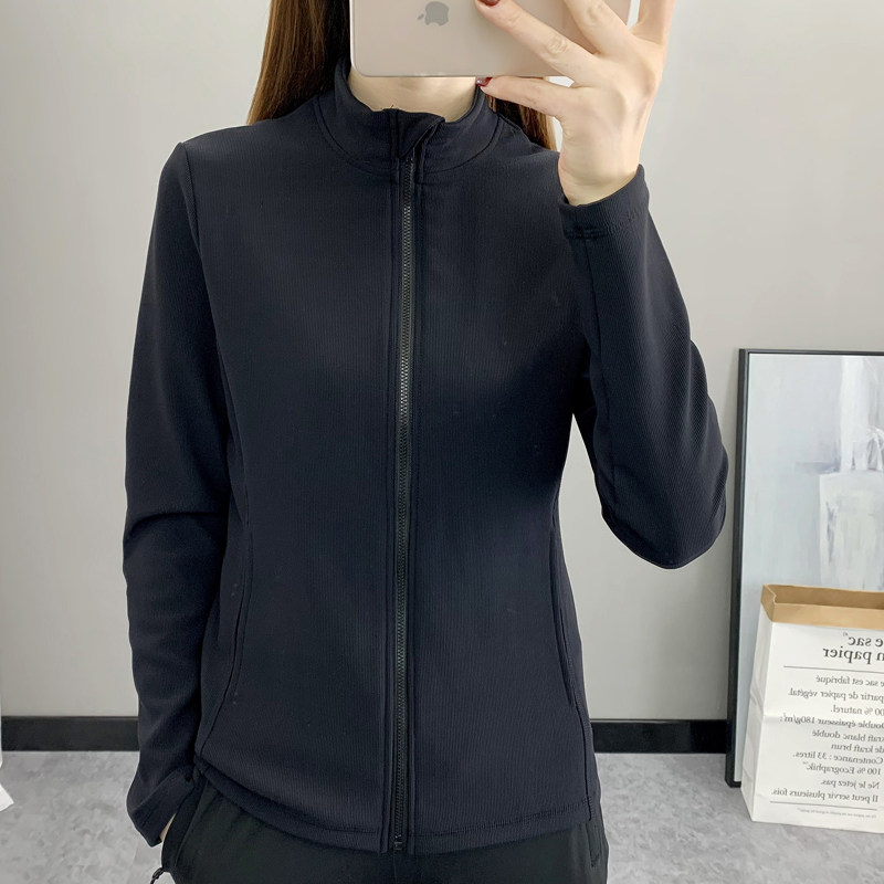 修身加绒速干长袖T恤开衫外套女