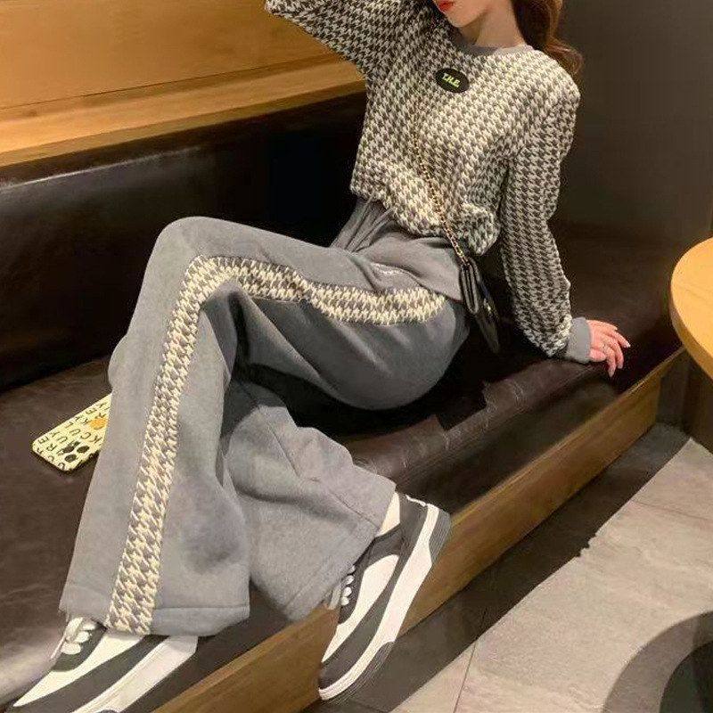 小香风套装女秋冬季新款女装洋气减龄时尚休闲阔脚裤两件套女,女装/女士精品,时尚套装,淘宝优惠券,粉丝福利购,淘宝优惠卷