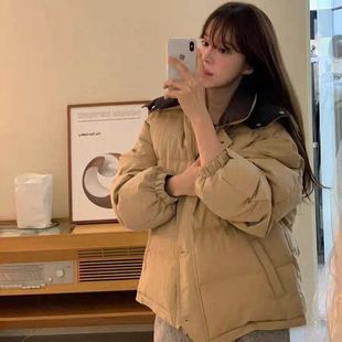 冬季新韩国东大门OB*ET宽松连帽拉链两面穿鹅绒羽绒服外套