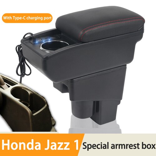 Honda Jazz 1  armrest box海外专用汽车多功能扶手箱置物盒配件