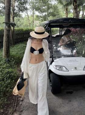 ROY11 为chill而生 老钱风白色长袖衬衫女罩衫宽松垂感休闲裤套装