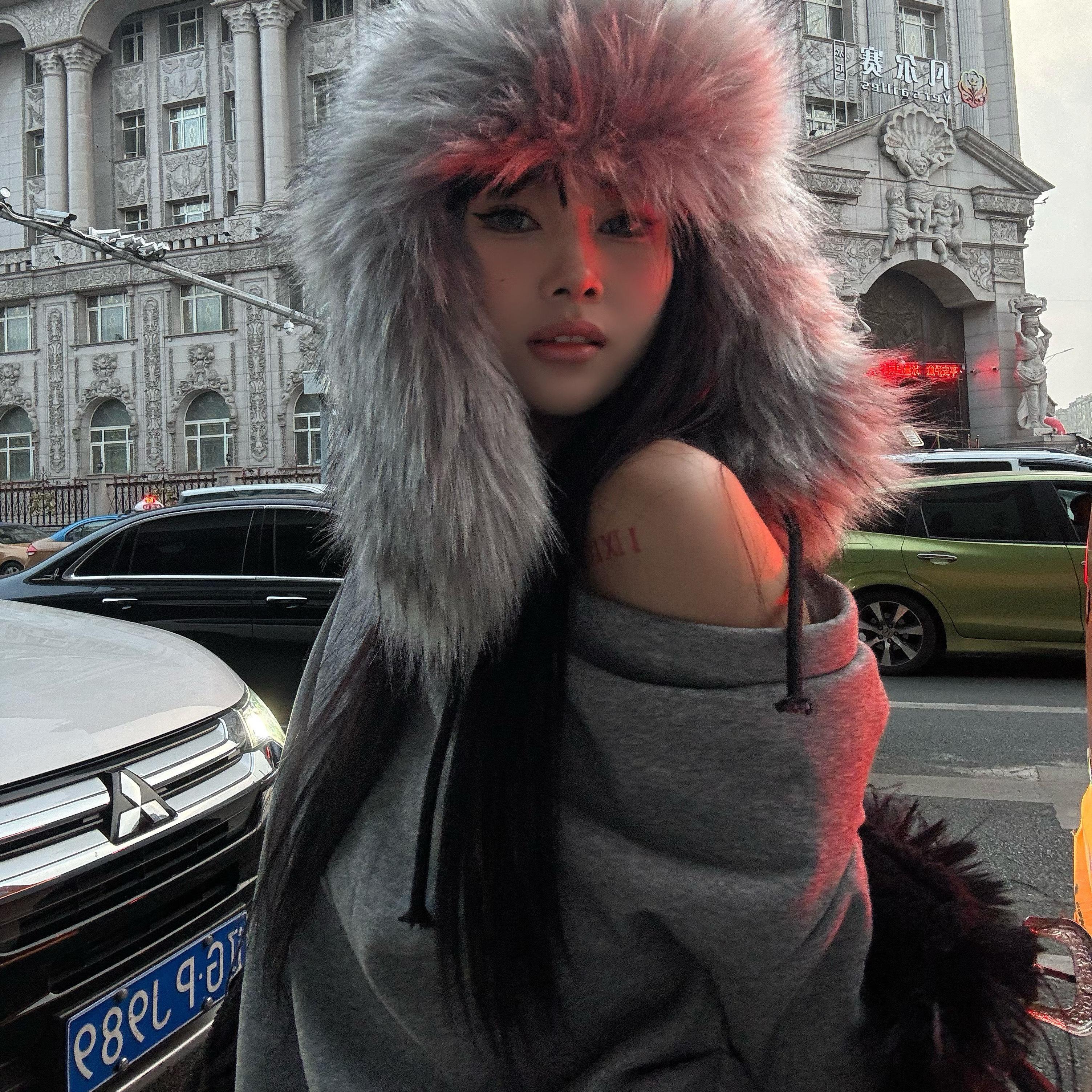 仿貉子男女冬护耳保暖雷锋帽子