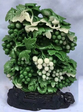 玉石多子多福摆件翡翠芙蓉石工艺品奇石原石石雕居家办公乔迁送礼