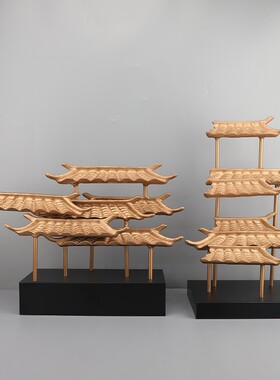 新中式中国风传统古建筑摆件客厅书房玄关酒店售楼处家居软装饰品