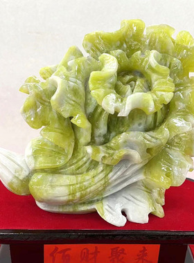 岫玉白菜玉器翡翠摆件玉石天然手工雕刻办公室批发真玉
