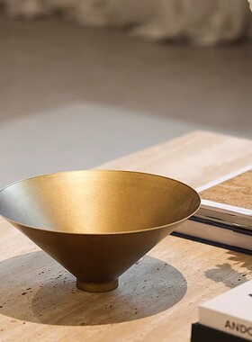 中古金色收纳果盘小众台面小脚金属花器家居客厅玄关装饰摆件